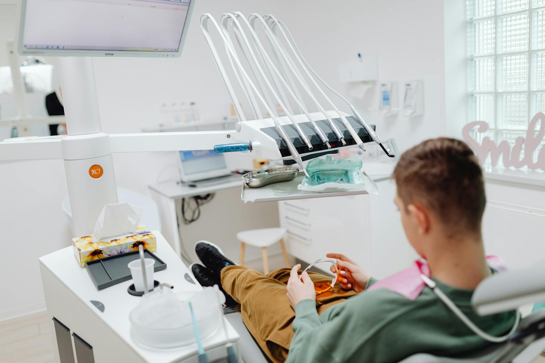 A bright, calm waiting room with natural light and minimal decor