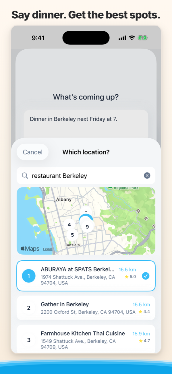 Place discovery — Composed finds the right spot for dinner near you