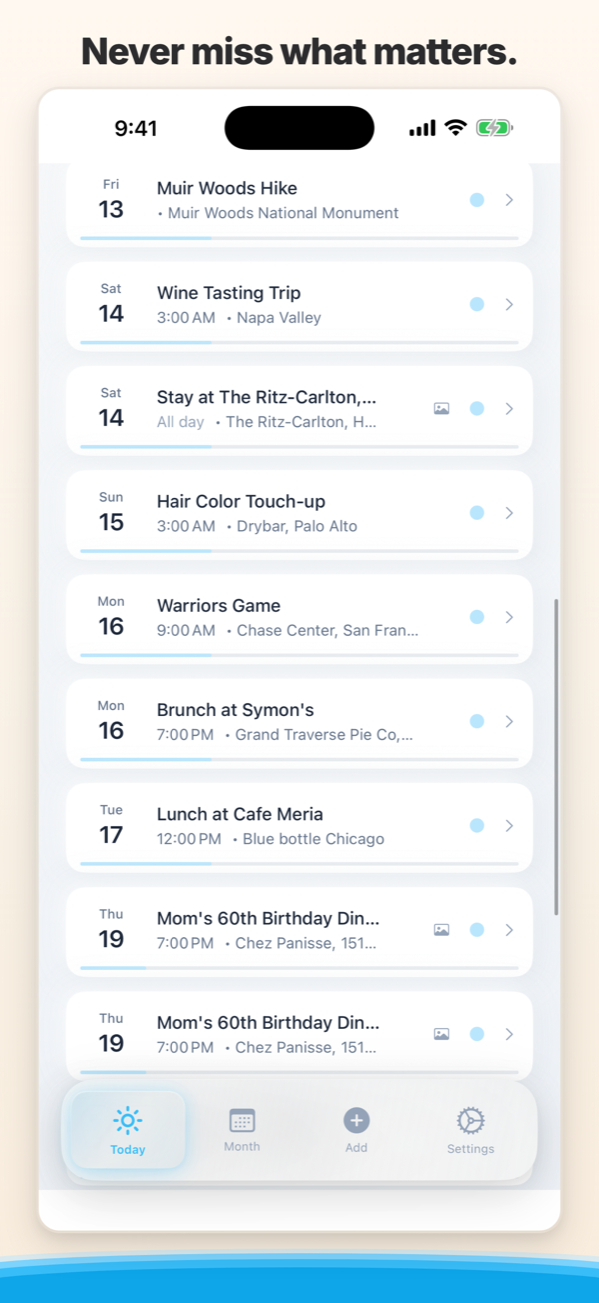 Smart reminders — gentle nudges at the right time, never alarming