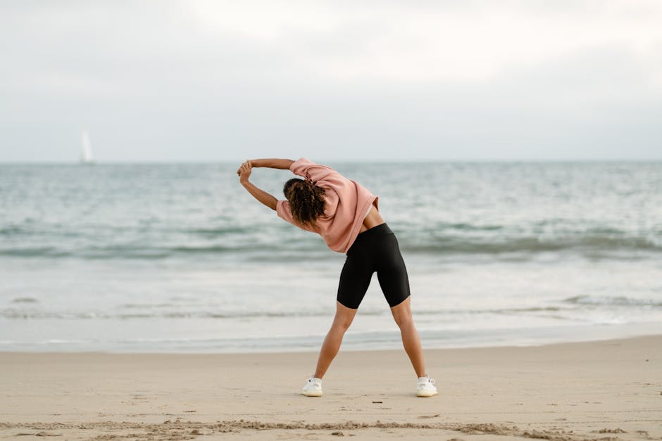 A person stretching peacefully during their morning routine